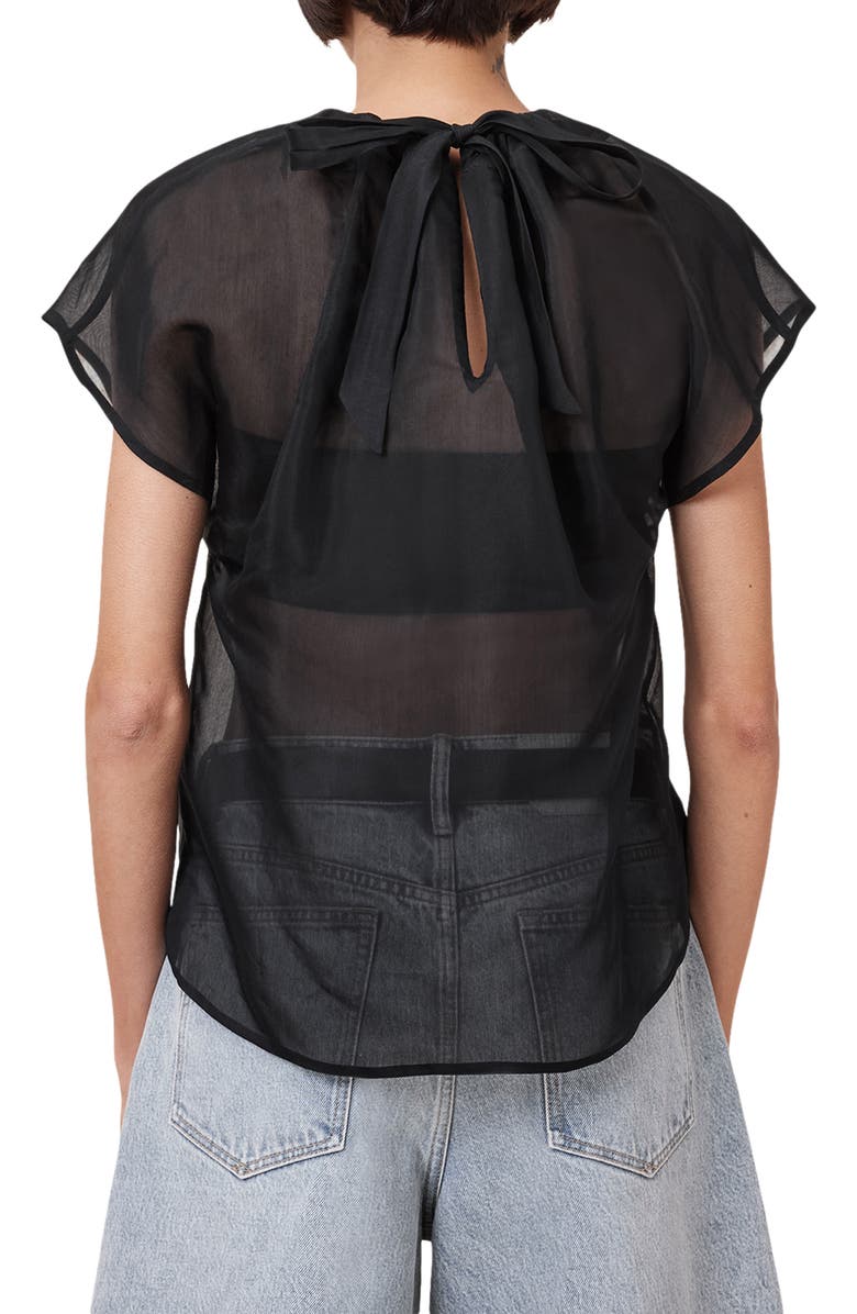 AllSaints Trisha Sheer Top, Alternate, color, Black