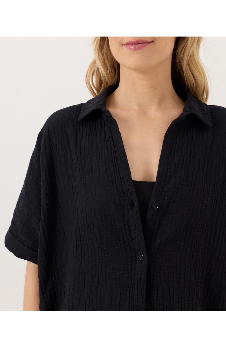 Pact Organic Cotton Coastal Double Gauze Relaxed Shirt, Alternate, color, Jet Black