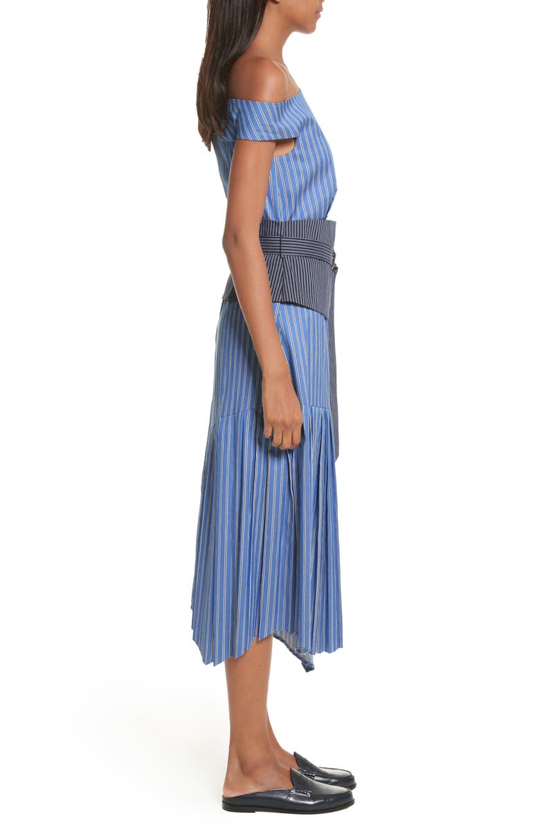 Sea Belted Asymmetrical Midi Dress, Alternate, color,