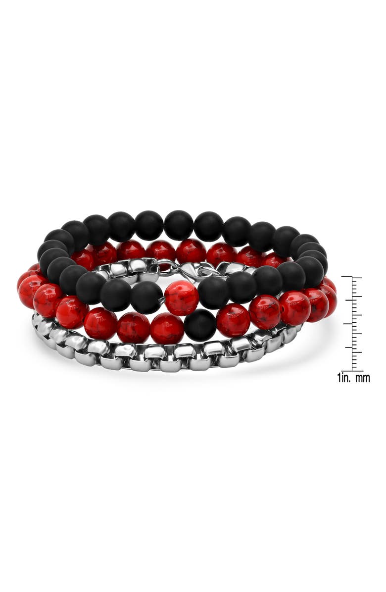 HMY JEWELRY Black Lava Red Bracelet Set - 3-Piece Set, Alternate, color,