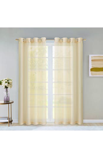 Dainty Home Sheer Set Of 2 Panel Curtains In Beige
