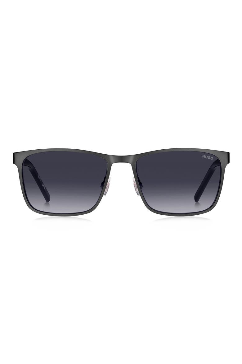 57mm Gradient Rectangular Sunglasses, Main, color, MATTE RUTHENIUM BLACK