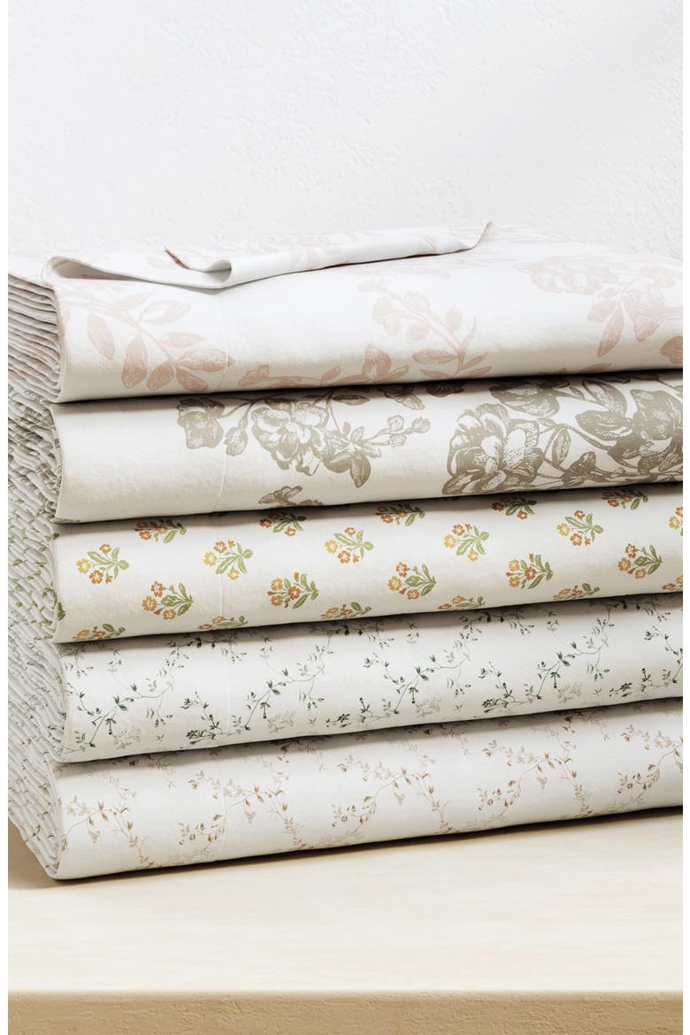 Turkish Cotton Flannel Winter Floral Sheet Set, Alternate, color, TOILE - GREY