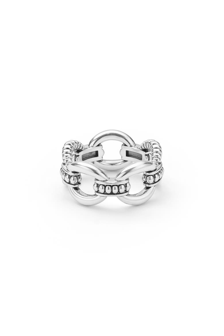 Sterling Silver Caviar Link Ring, Alternate, color, SILVER