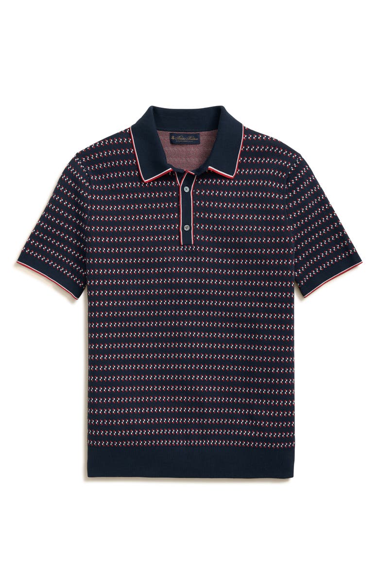 Brooks Brothers Geo Jacquard Tipped Cotton Polo Sweater, Main, color,