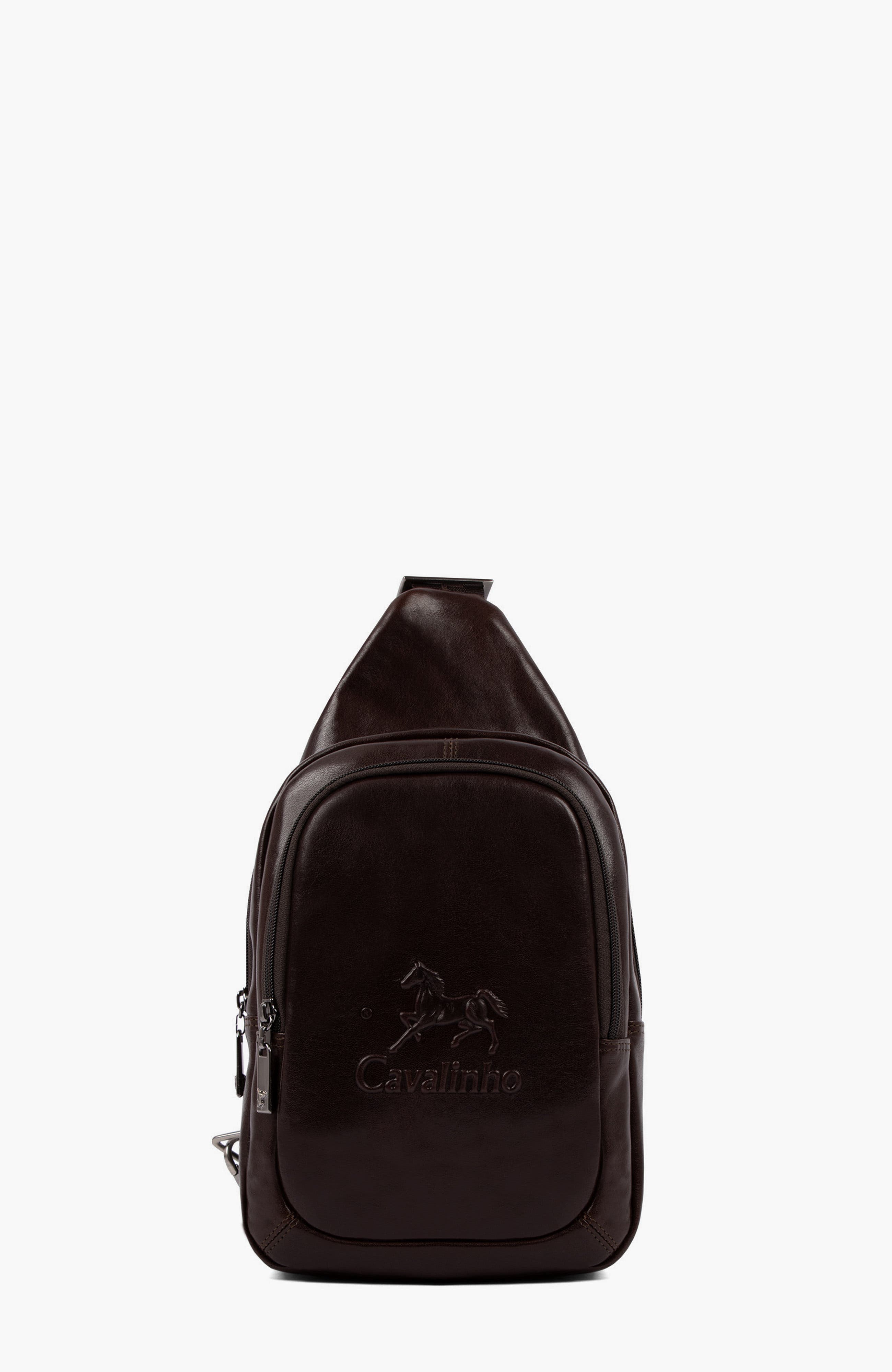 Gentleman Leather Sling Bag 416, Main, color, Brown