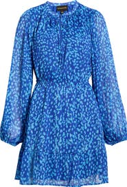 SUGARLIPS Madeira Metallic Abstract Print Long Sleeve Dress