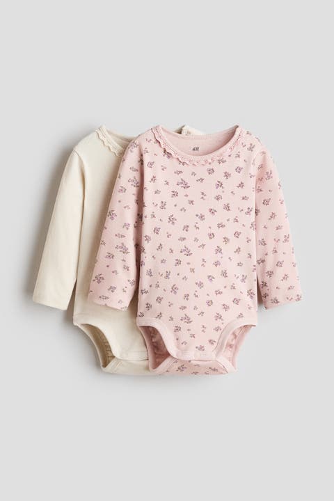2-pack Lace-detail Cotton Bodysuits