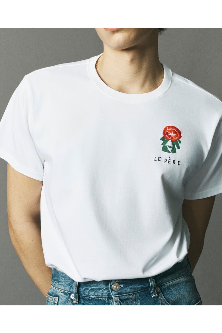 Embroidered Flower Tee, Alternate, color, White