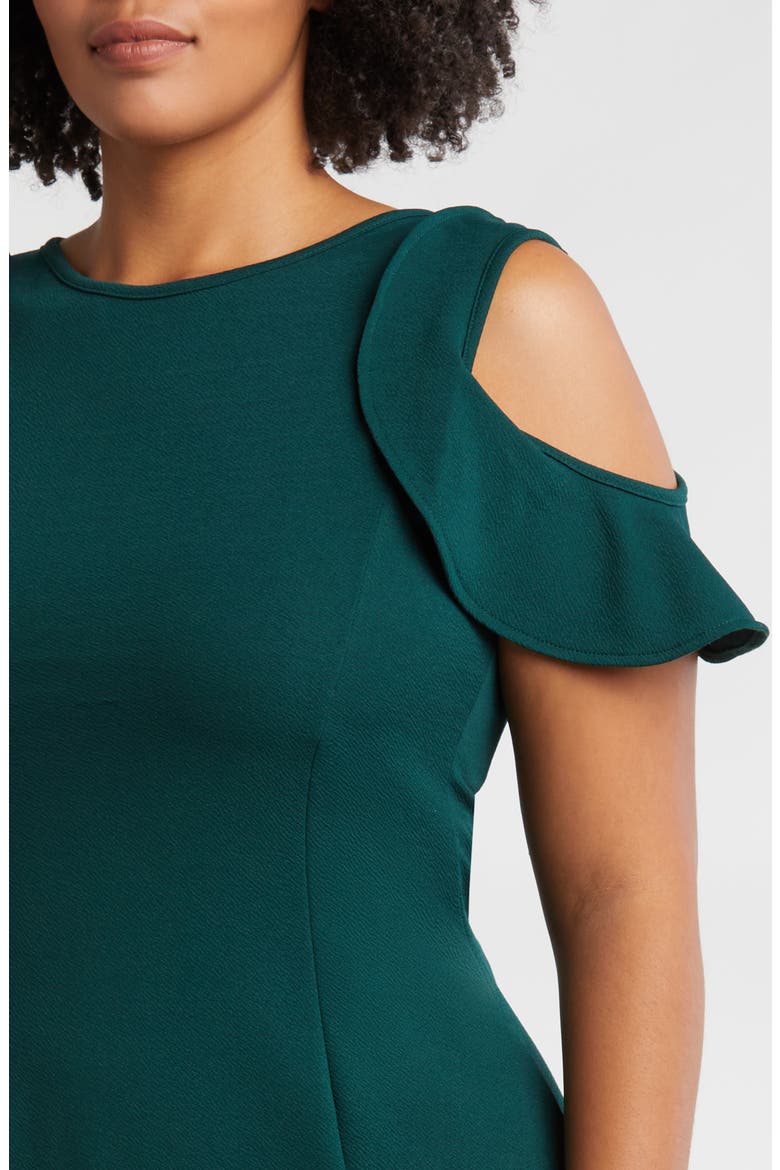 Ruffle Cold Shoulder Maxi Dress, Alternate, color, HUNTER