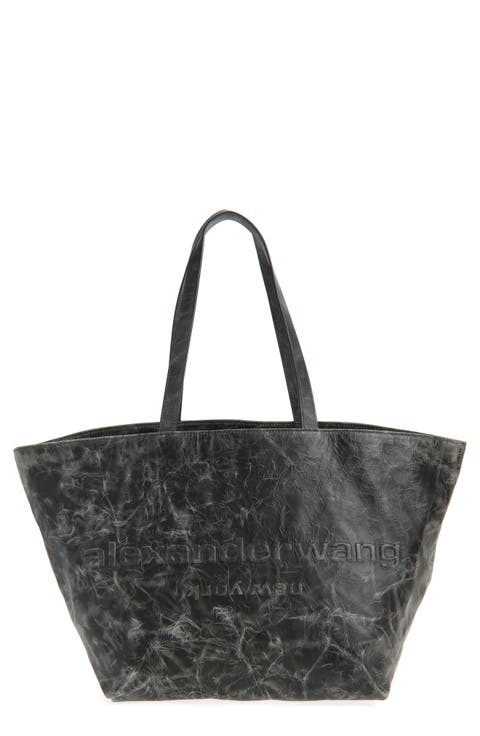 Punch Logo Distressed Leather Tote