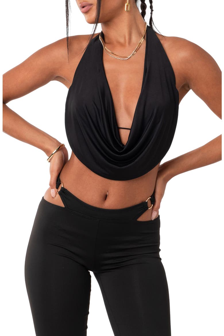 Monique Open Back Crop Top, Main, color, BLACK
