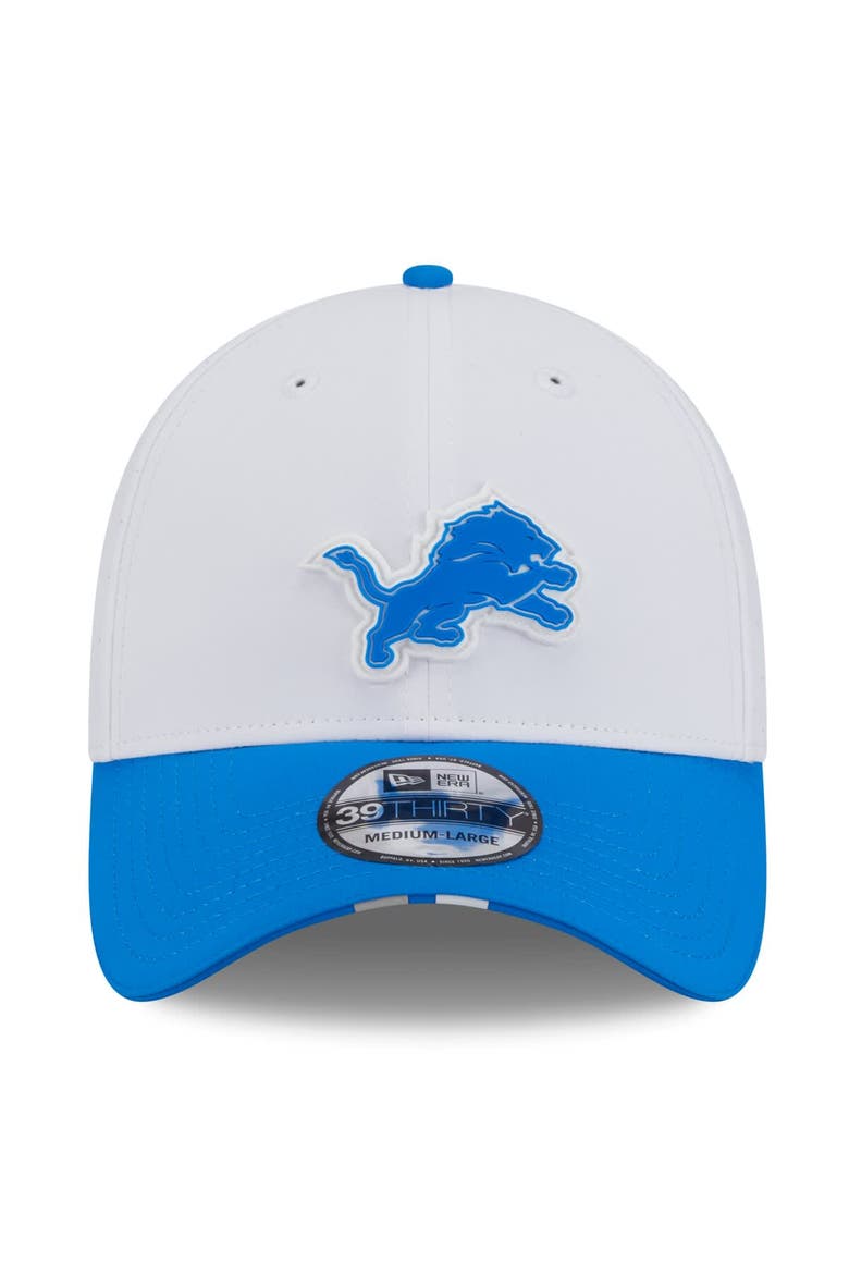 Men's New Era  White/Blue Detroit Lions 2025 NFL Training Camp 39THIRTY Flex Hat, Alternate, color, White