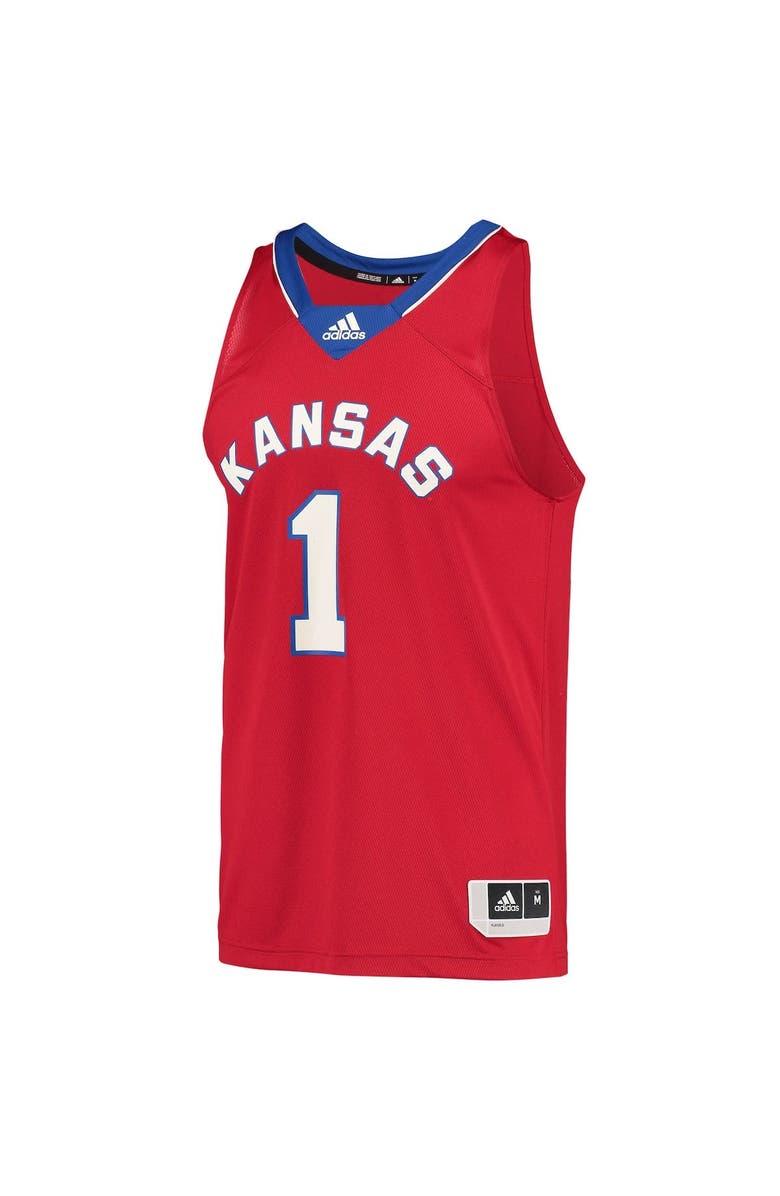 adidas Men's adidas #1 Red Kansas Jayhawks Reverse Retro Jersey, Alternate, color, 