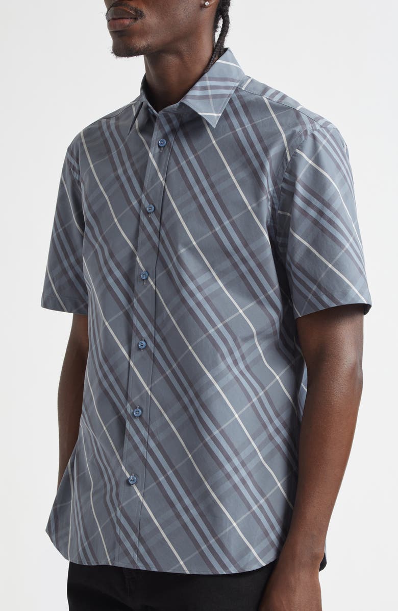 Burberry Check Cotton Button-Up Shirt, Alternate, color,