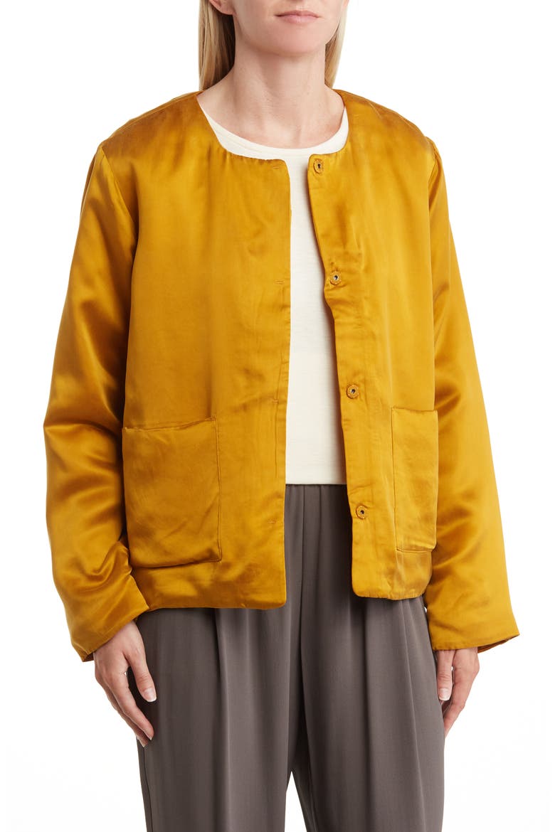 Sandwashed Cupro Padded Jacket, Main, color, GOLDENROD