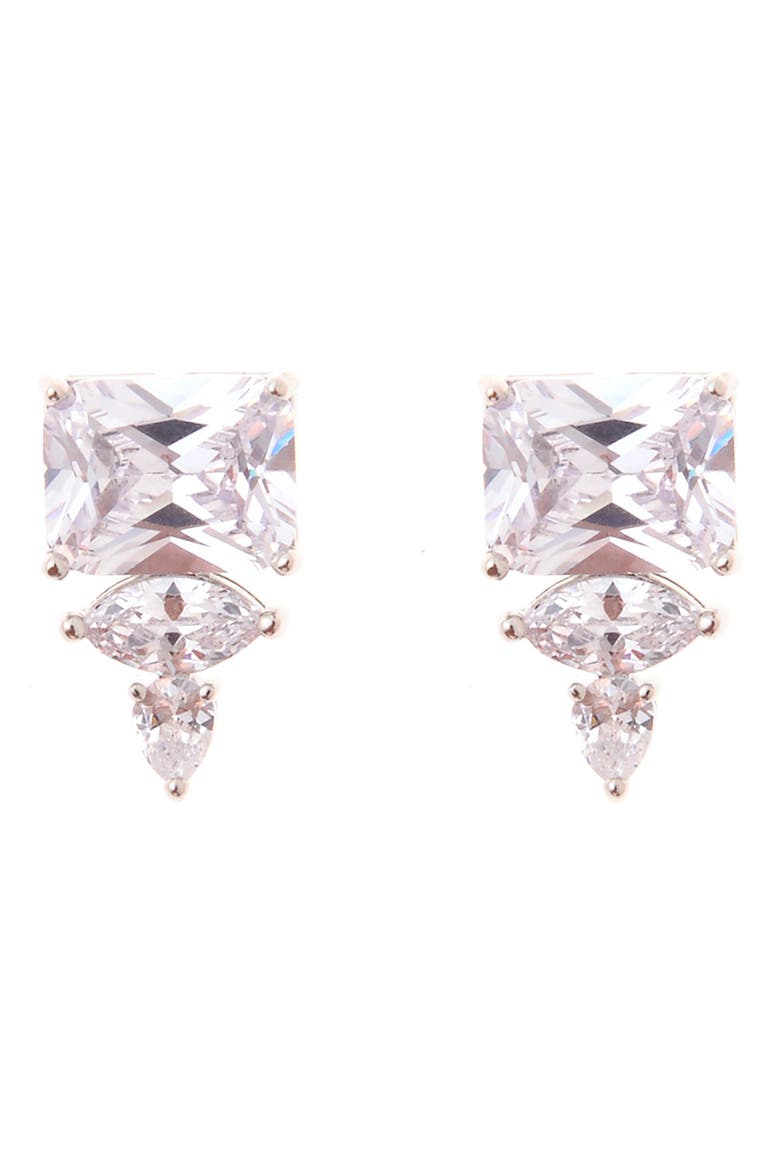 Mixed Cubic Zirconia Stud Earrings, Main, color, SILVER