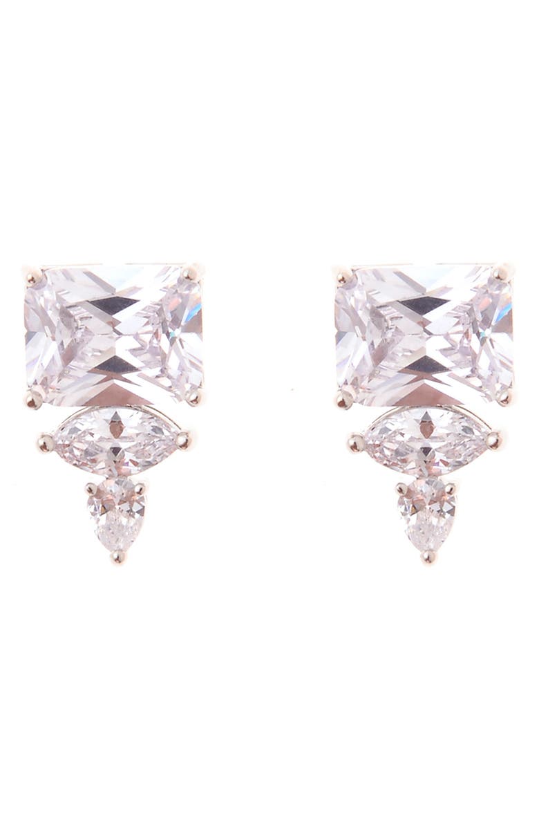 ZAXIE By Stefanie Taylor Mixed Cubic Zirconia Stud Earrings, Main, color, Silver