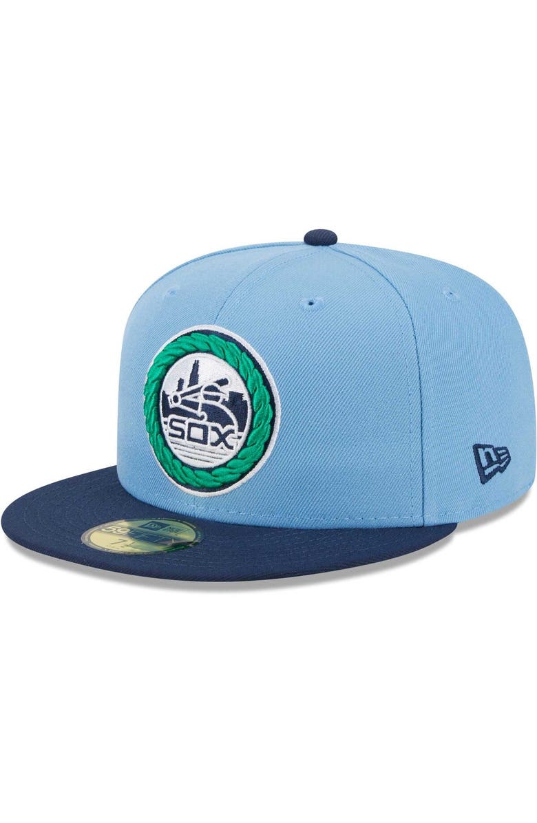 New Era Men's New Era Light Blue/Navy Chicago White Sox Green Undervisor 59FIFTY Fitted Hat, Alternate, color, Light Blue