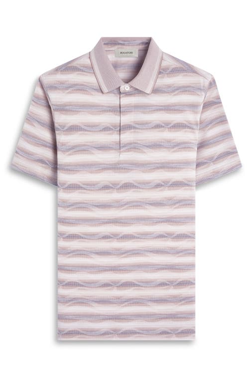 Bugatchi Wavy Stripe Cotton Polo In Sand