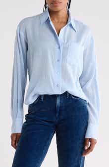 Stripe Oversize Voile Button-Up Shirt
