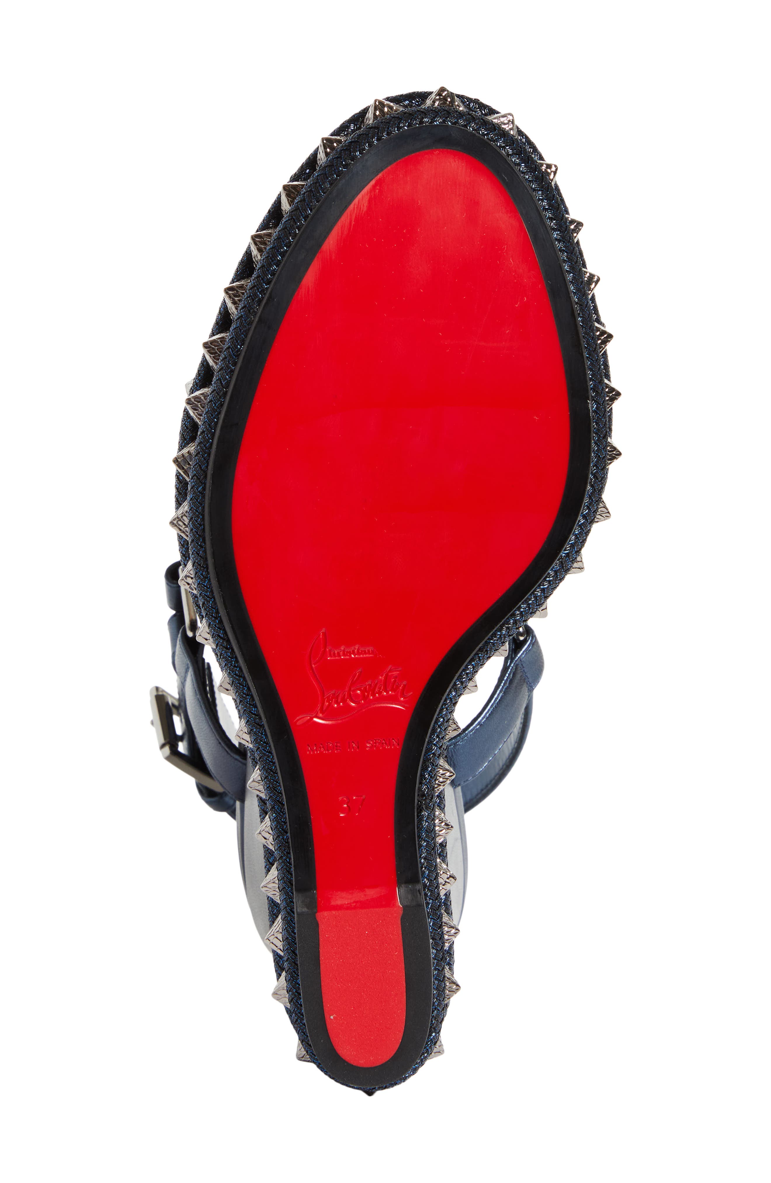 Christian Louboutin Pyraclou Wedge Sandal, Alternate, color, Last Night