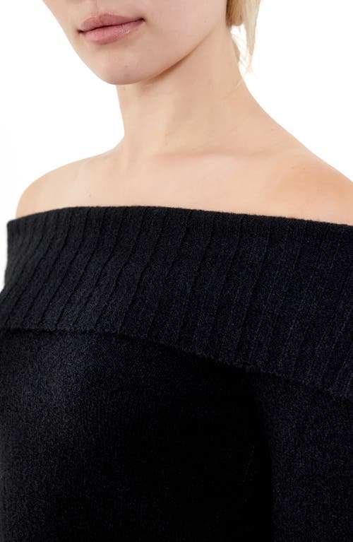 Bdg Urban Outfitters Patchwork Rib Off The Shoulder Crop Sweater In Black