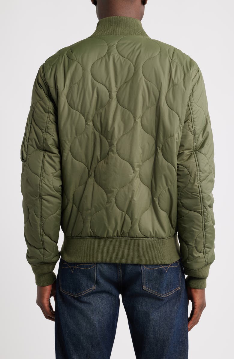 Schott NYC Dumbbell Quilted MA-1 Ripstop Nylon Bomber Jacket, Alternate, color, Olive