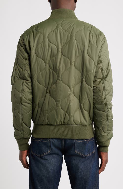 Schott Nyc Dumbbell Quilted Ma-1 Ripstop Nylon Bomber Jacket In Green