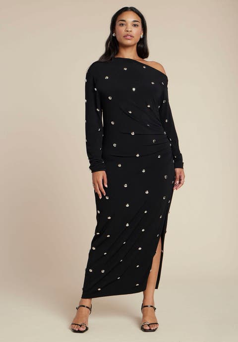 Draped Hardware Fitted Dress (Plus Available)