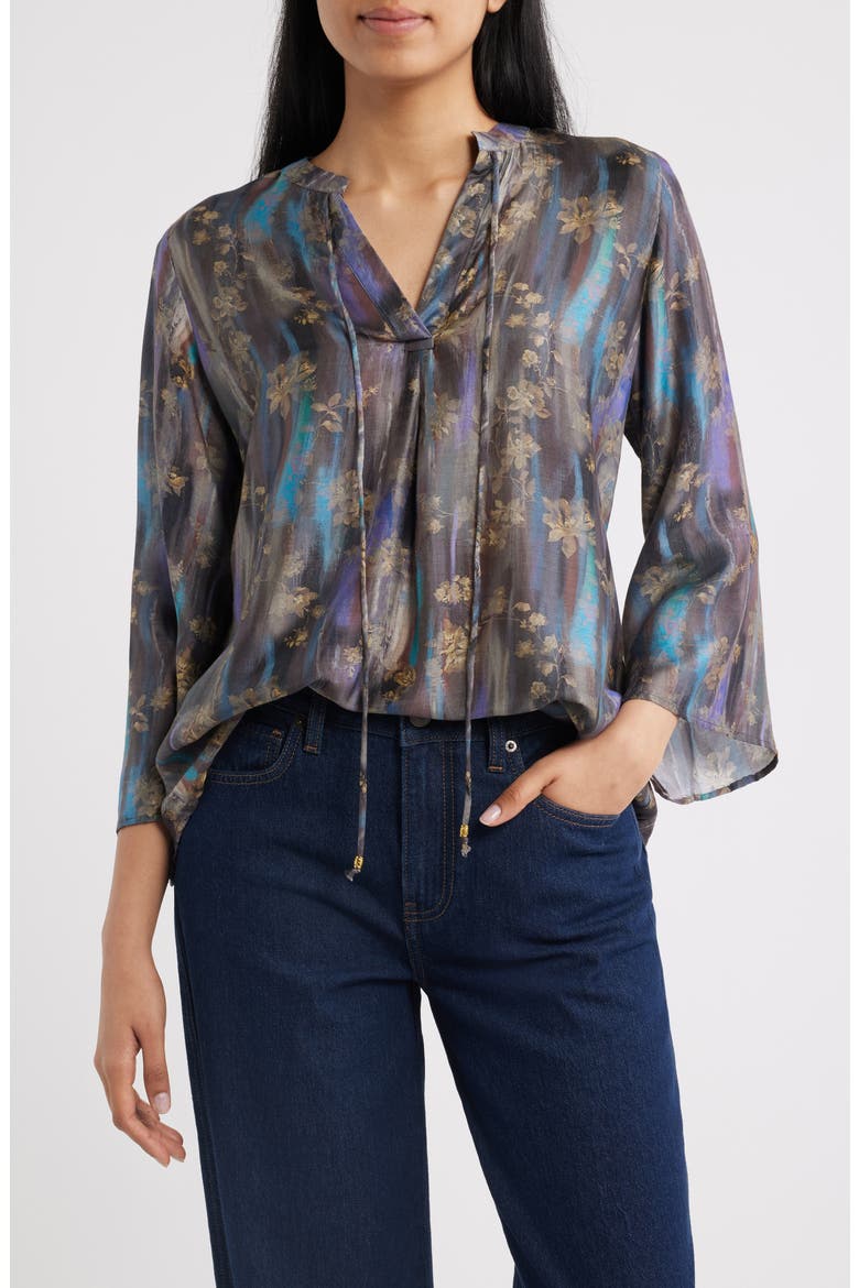 Tassel V-Neck Top, Main, color, BLUE MULTI