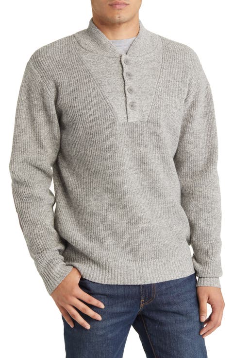 Wool Blend Military Henley Sweater