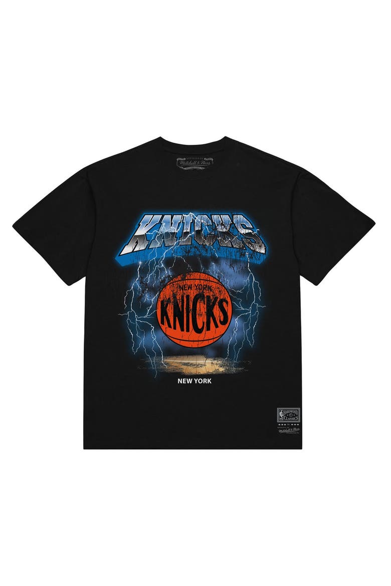 Men's Mitchell & Ness  Black New York Knicks Lightning T-Shirt, Main, color, Black