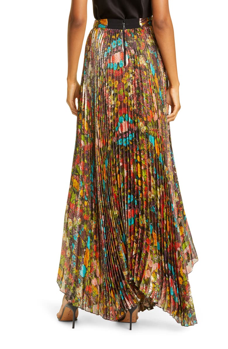 Alice + Olivia Katz Sunburst Pleated Maxi Skirt, Alternate, color,