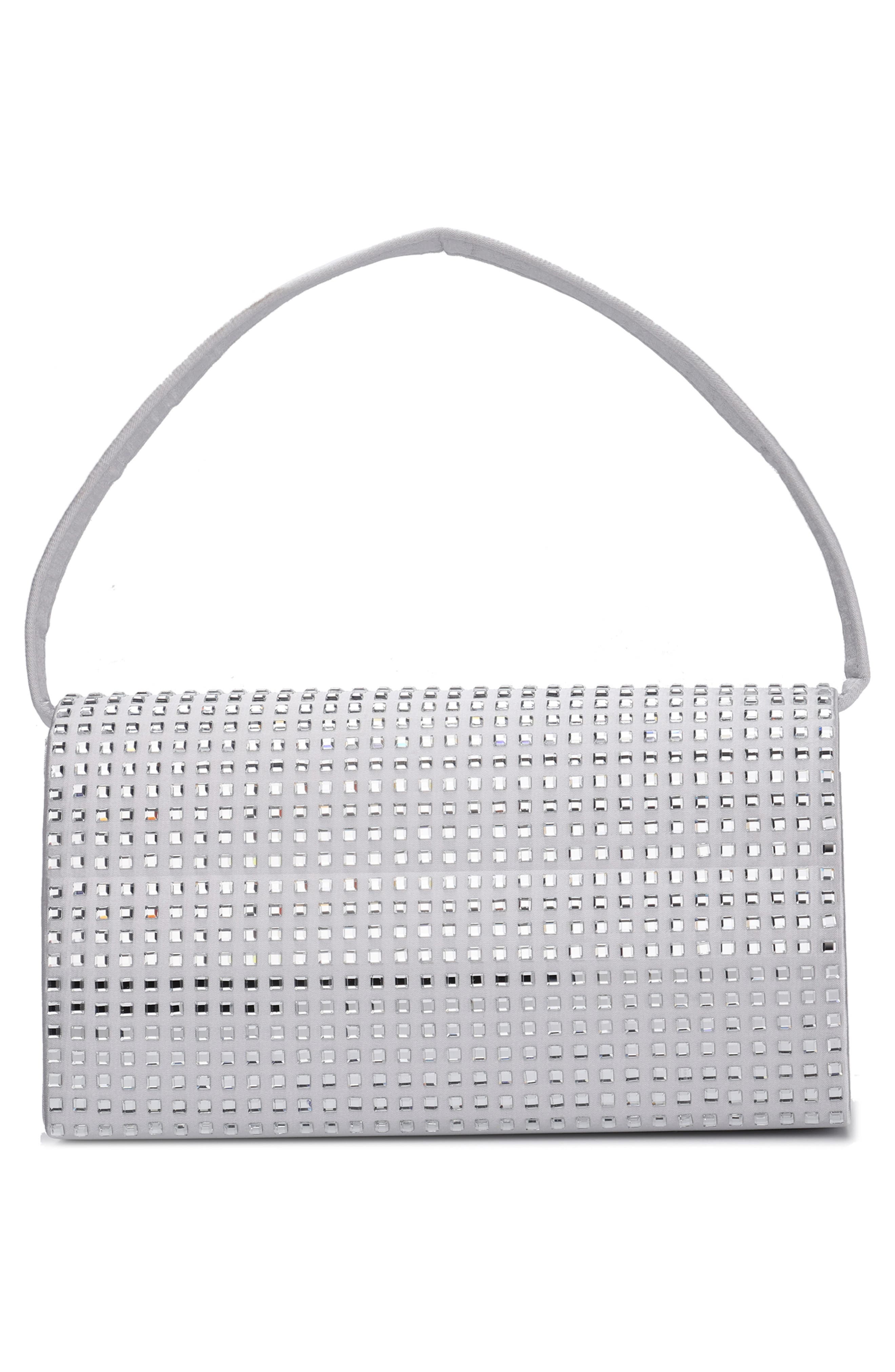 Shana Rhinestone Handbag, Alternate, color, SILVER