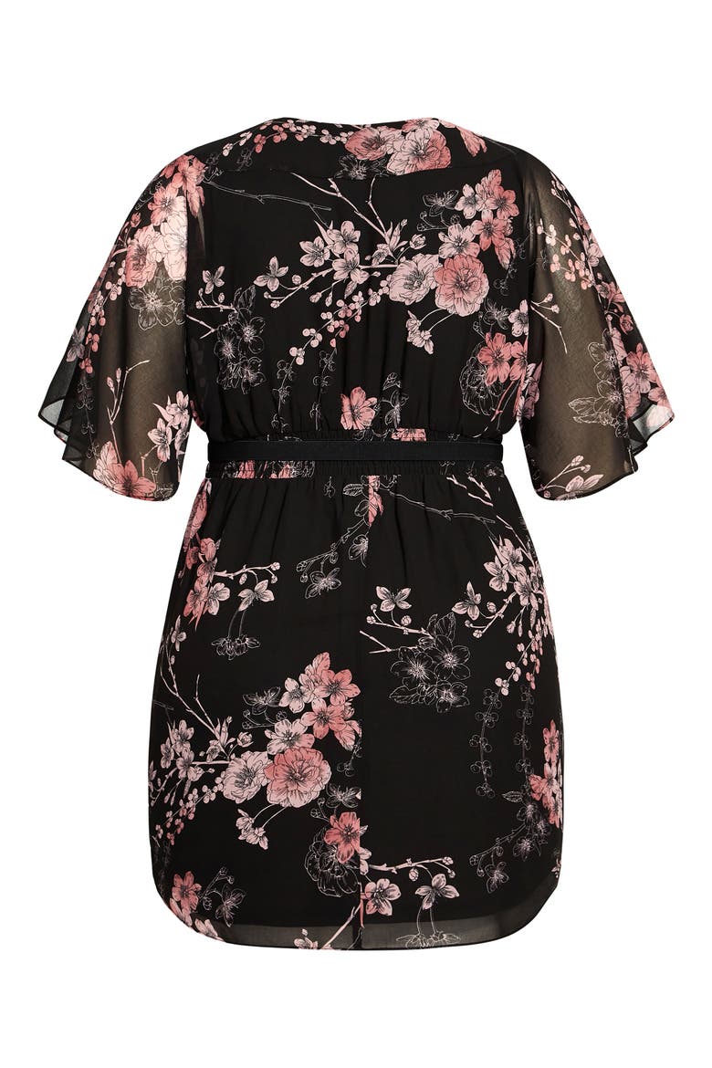 Bold Blossom Belted Floral Dress, Alternate, color, BLACK PRINT