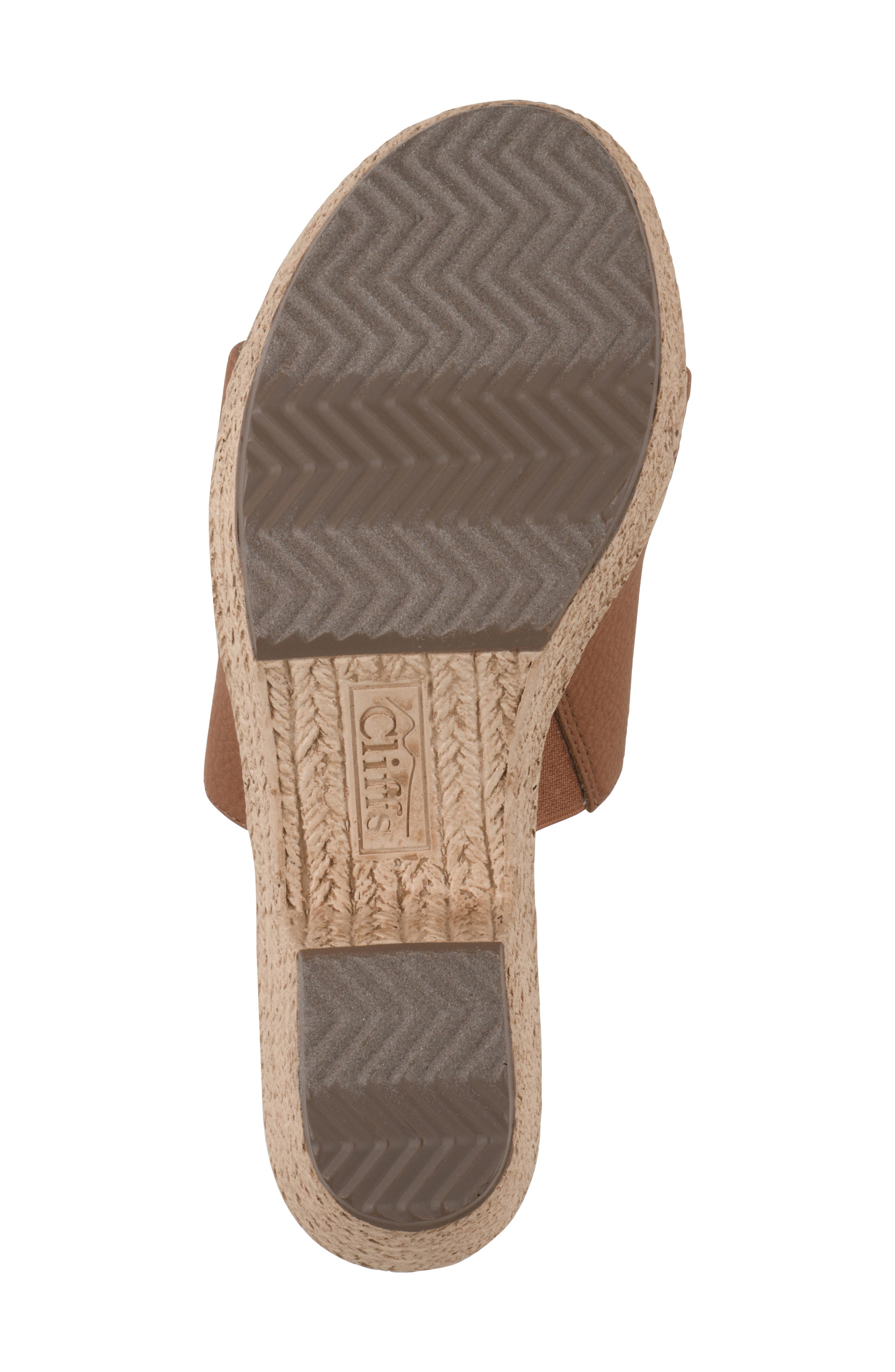 Birkley Wedge Sandal, Alternate, color, COGNAC/ TUMBLED/ NUBUCK