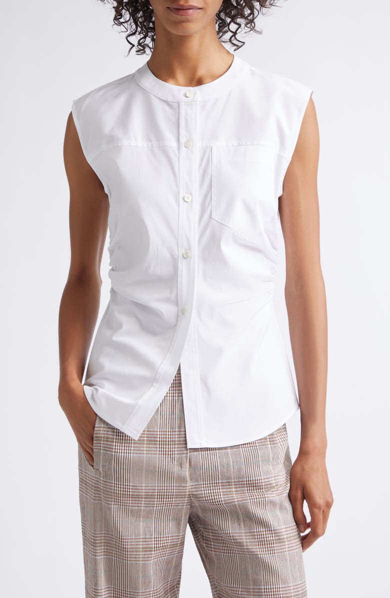 Veronica Beard Harini Sleeveless Button-Up Top, Main, color, White