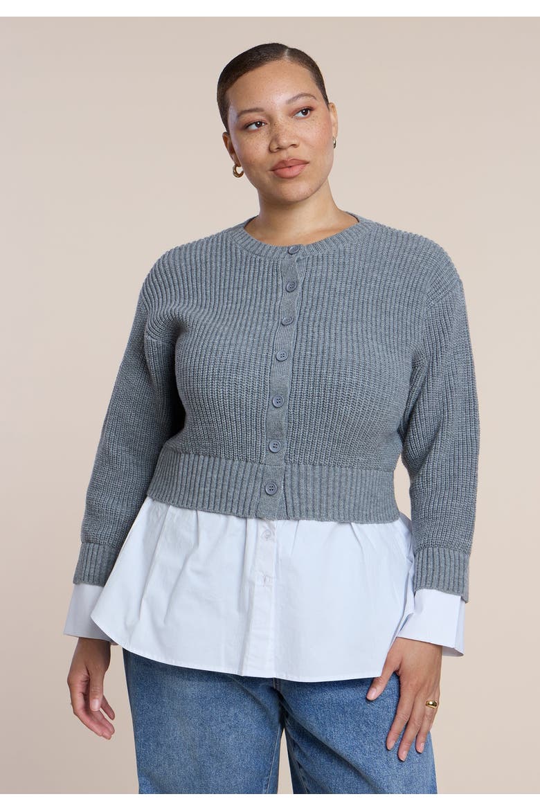 Cardigan Twofer Top, Main, color, CHARCOAL GREY