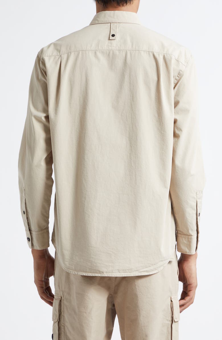 Stone Island Cotton & Nylon Ripstop Button-Down Shirt, Alternate, color, Desert