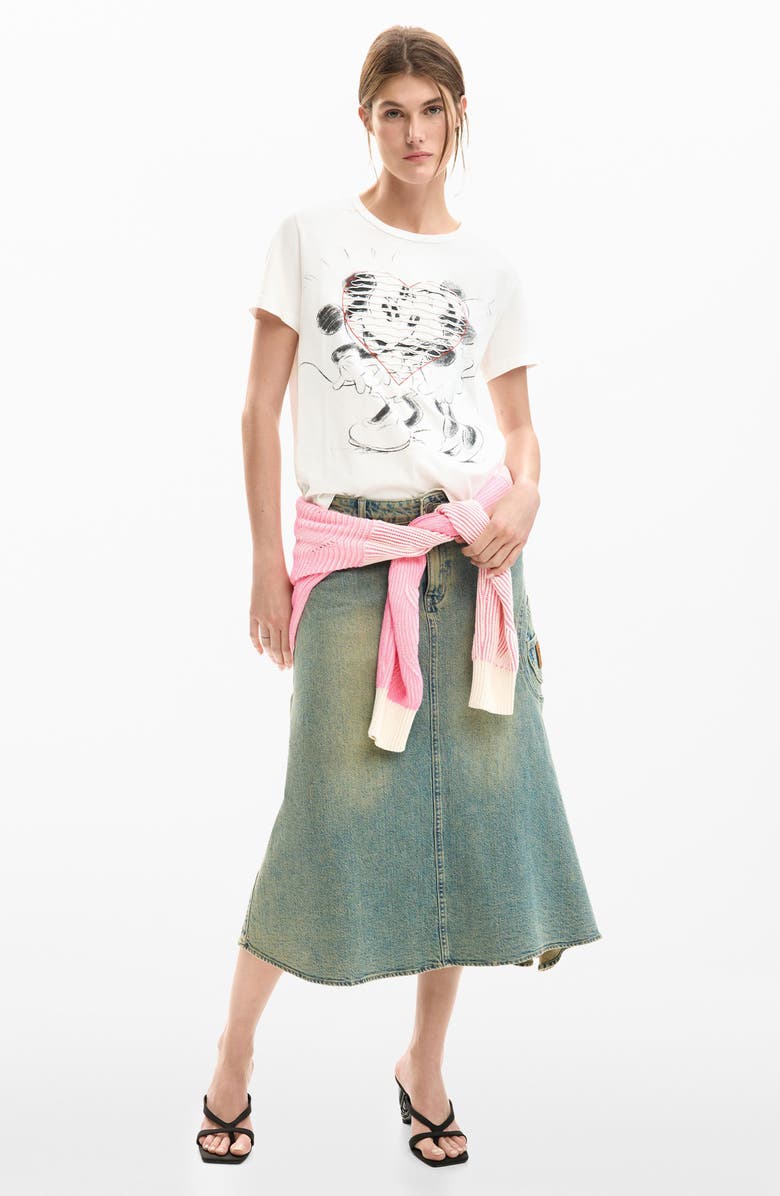 Desigual Mickey & Minnie Mouse Graphic T-Shirt, Alternate, color, White