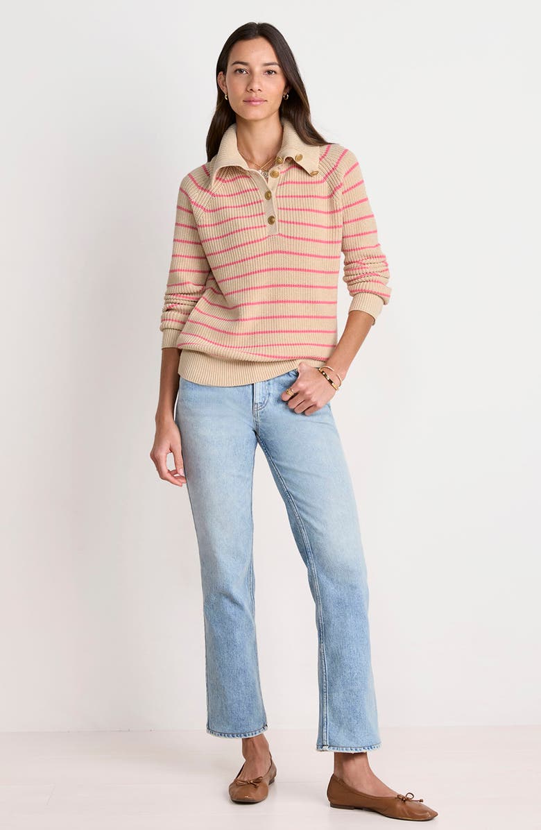 vineyard vines Stripe Half Button Sweater, Alternate, color, Oatmeal Heather