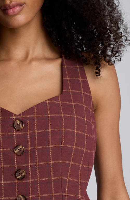 Kenneth Cole Plaid Peplum Vest In Brown