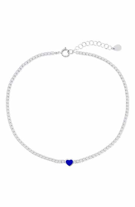 SIMONA Enamel Heart Cubic Zirconia Tennis Anklet