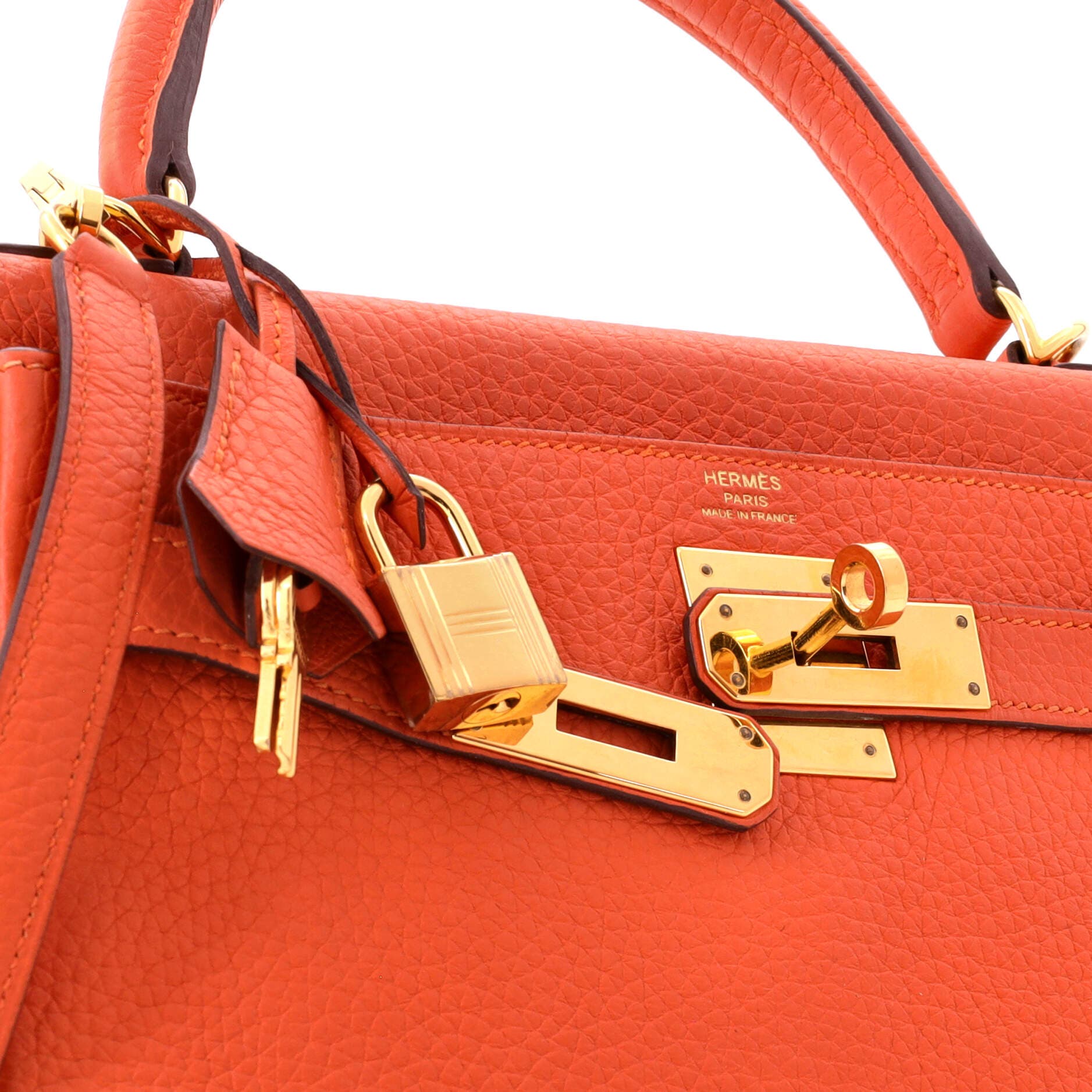 Kelly Handbag Orange Clemence with Gold Hardware 28, Alternate, color, Feu