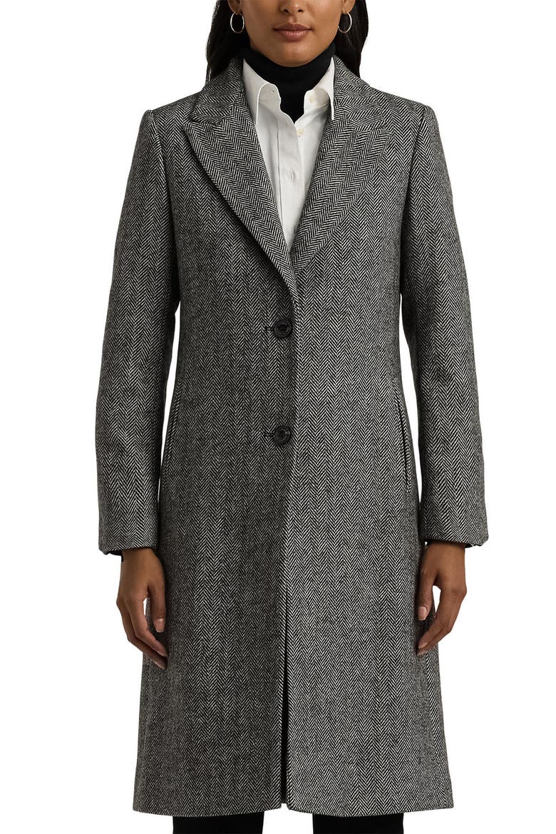 Herringbone Coat, Alternate, color, BLACK/ CREAM HERRINGBONE