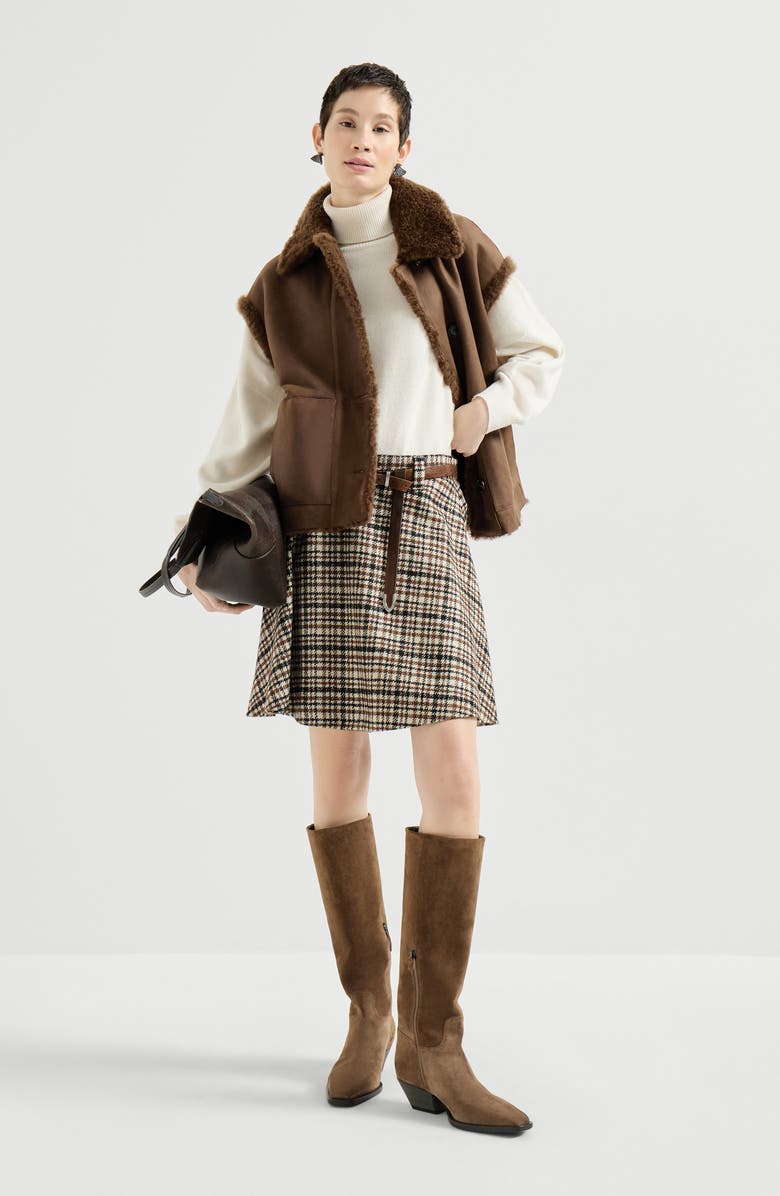 Brunello Cucinelli Shearling reversible vest, Alternate, color, Chocolate
