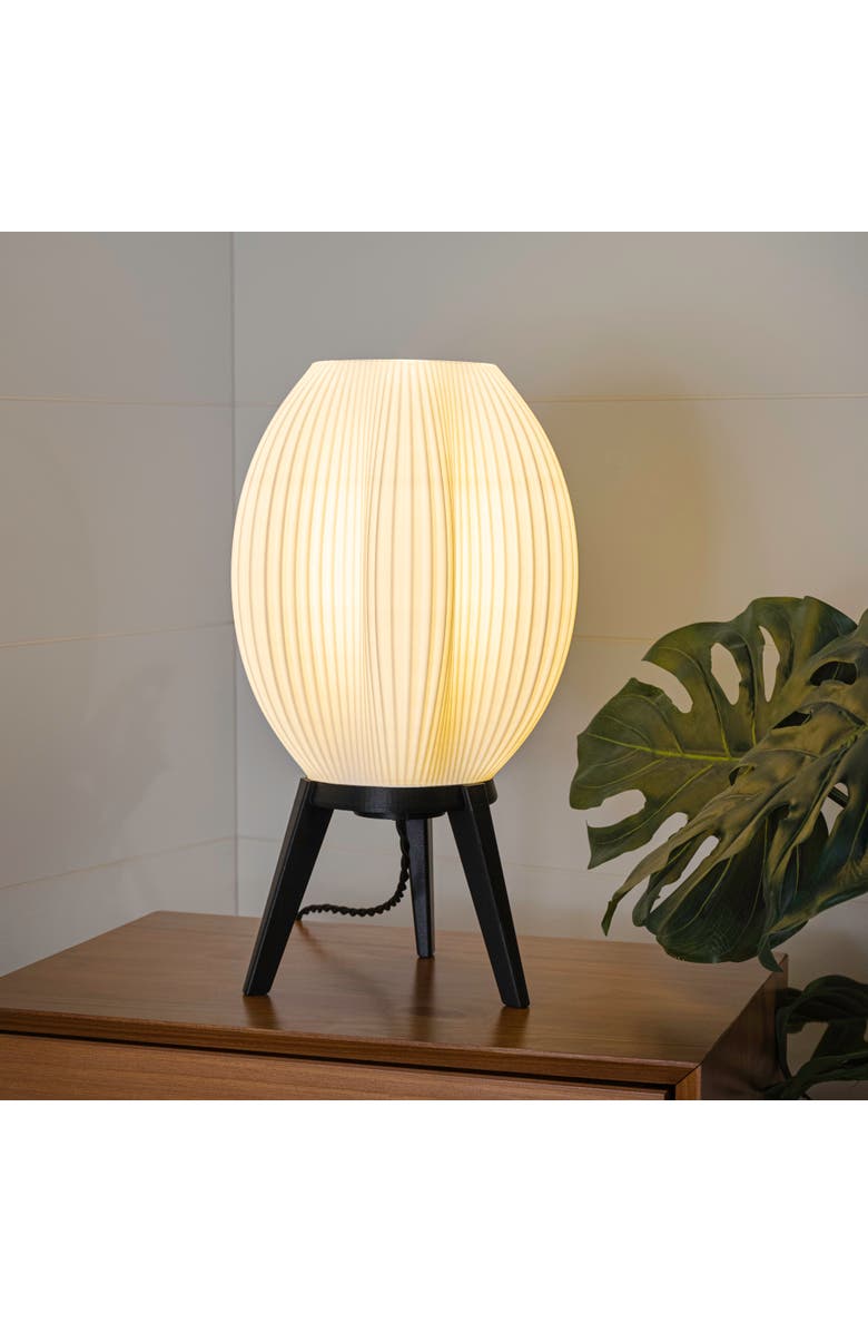 JONATHAN Y Wavy 16.5" Modern Contemporary Plant-Based PLA 3D Printed Dimmable LED Table Lamp, Alternate, color, White/Black