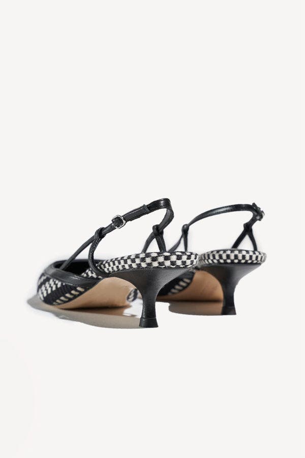 Malva Pointed Toe Kitten Slingback Pumps, Alternate, color, Ivory Black