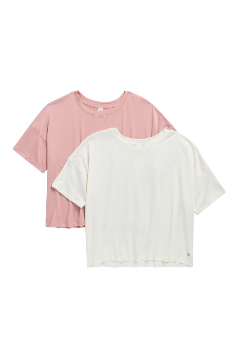 Super Soft Deluxe 2-Pack Boxy Cropped T-Shirts, Main, color, PALE MAUVE/ SUGAR SWIZZLE